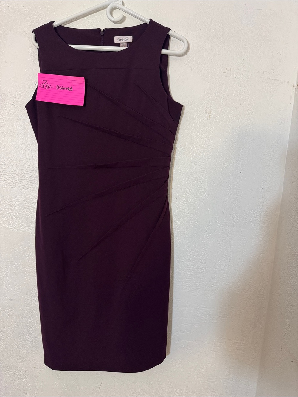 Calvin Klein Deep Plum Midi Sheath Dress Size 10